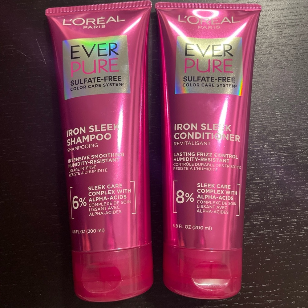 L'Oreal EverPure Iron Sleek Shampoo and Conditioner - Pink